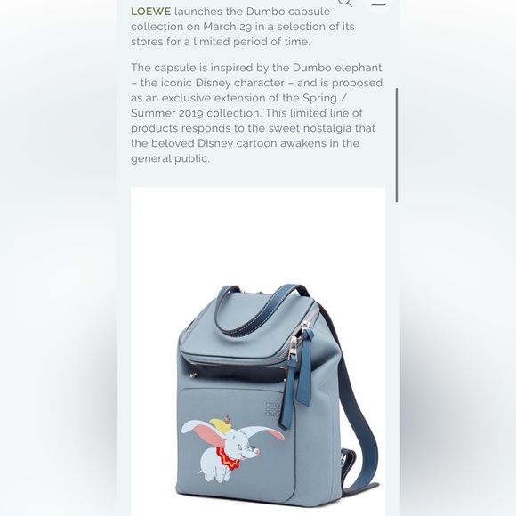 Loewe💎RARE Dumbo Disney Capsule Collection Leather Goya Backpack💎Blue✨LIKE NEW - Picture 16 of 16